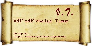 Vásárhelyi Timur névjegykártya