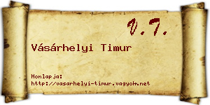 Vásárhelyi Timur névjegykártya